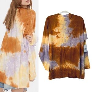 Free People We The Free Be Free Long Sleeve Tunic Top Brown Combo Medium M